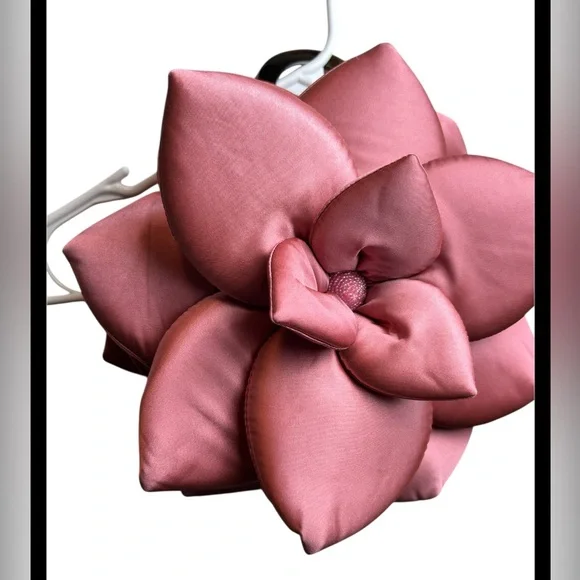 Vintage Mad Designs Handmade 90% Spun Silk Pink Flower Handbag - Picture 2 of 8